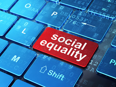 自由平等摄影照片_政治概念： 电脑键盘背景上的社会平等