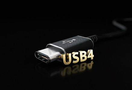 c4d展台墙摄影照片_USB C 型或 USB 4 连接器电缆线艺术 3d 插图