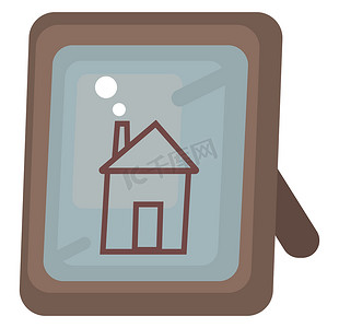 框架中的房子，插图，白色背景上的矢量