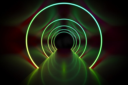 霓虹灯圈隧道背景