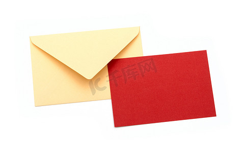 信封折叠摄影照片_白色背景上的红色信封