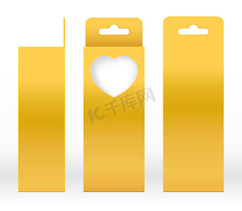 挂盒金窗心形切出包装模板空白。