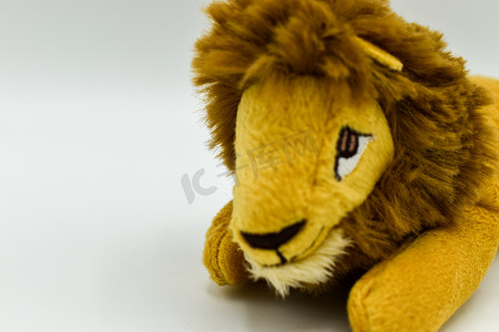 孤立在白色背景上的狮子毛绒玩具泰迪