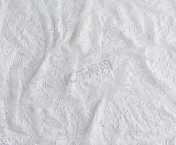 用于缝纫的皱褶白色合成织物凸花花边的质地