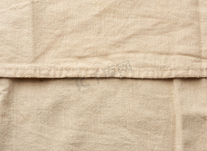米色棉织物质地，带缝线，复古厨房餐巾