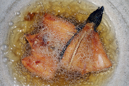 热油锅炸鱼片、饮食用炸鱼、油锅炸鱼片是食物蛋白饮食健康