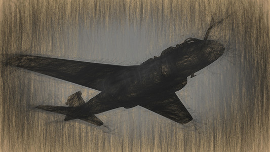 美纹纸上飞机的 3d 插图