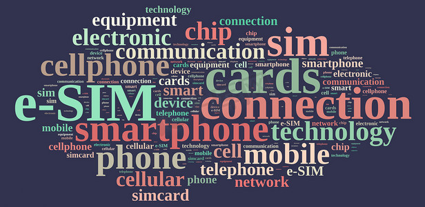 与 e-SIM 相关的词云。