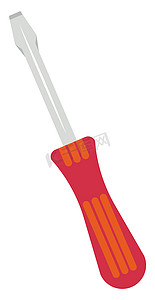 红色螺丝刀，插图，白色背景上的矢量