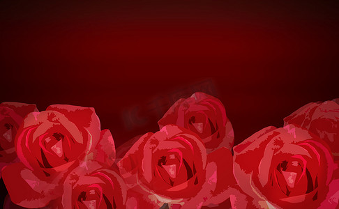 深红色背景与 emp 上的抽象甜红玫瑰花束