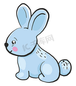 蓝色小兔子，插图，白色背景上的矢量