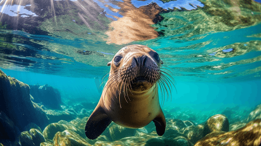 白天在水中的海狮