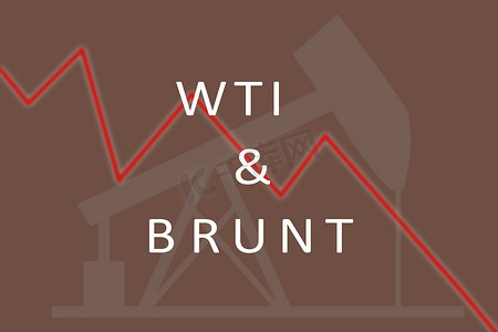WTI 和 Brunt 原油价格下跌或暴跌图表说明的概念。