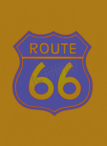 66 号公路标签的美国旅行标志。