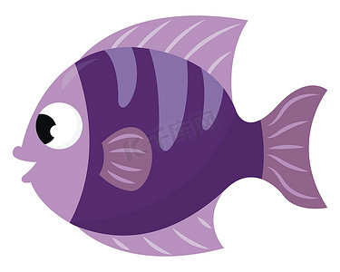 紫色鱼，插图，白色背景上的矢量