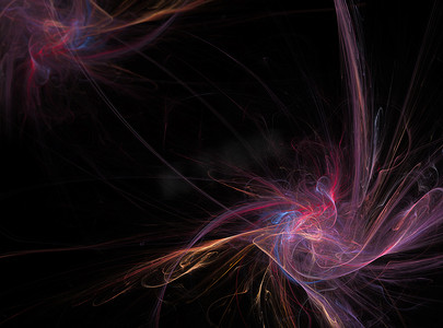彩虹波浪摄影照片_发光的彩虹曲线宇宙在黑暗的抽象背景。