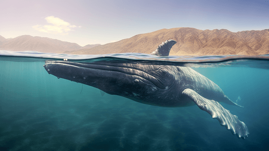 水体摄影照片_水体中的蓝鲸