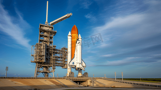 太空火箭火箭飞船摄影照片_发射台的飞船火箭