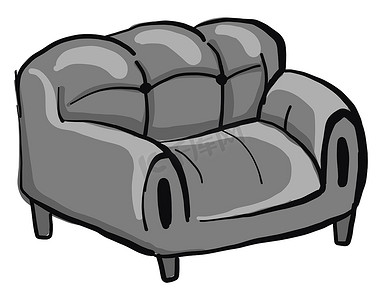 灰色沙发，插图，白色背景上的矢量