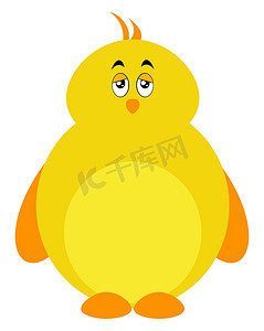 胖黄鸟，插图，白色背景上的矢量