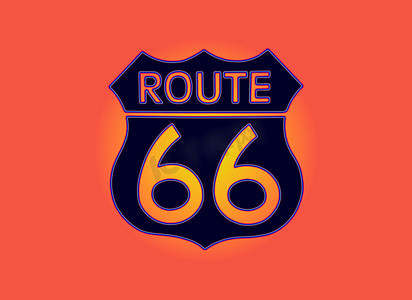 66 号公路标签的美国旅行标志。