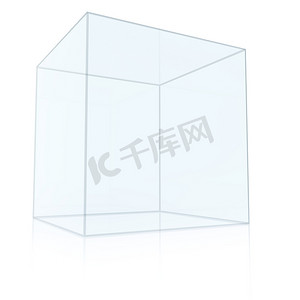 空的透明玻璃盒立方体