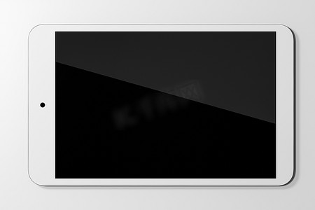 空白平板电脑屏幕，背景为白色，3d 渲染。