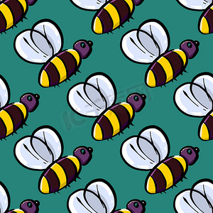 蜜蜂图案，插图，白色背景上的矢量