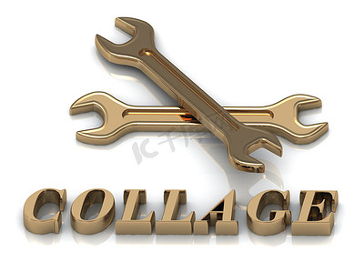 collage摄影照片_COLLAGE- 金属字母和 2 个键的铭文