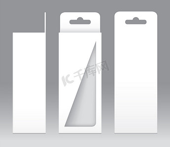 挂盒白色窗口形状切出包装模板空白。