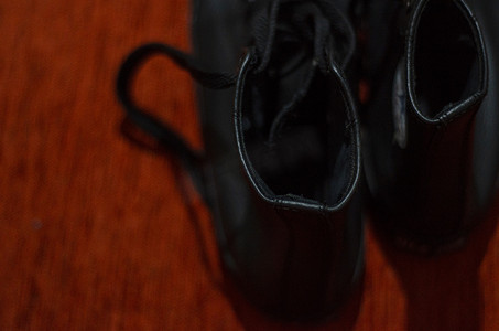旧黑皮时尚鞋，复古，时尚