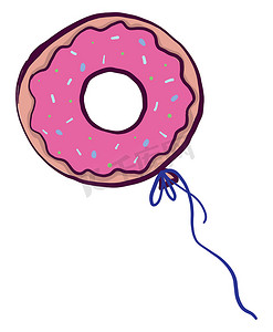 甜甜圈气球，插图，白色背景上的矢量