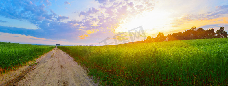 太阳表面摄影照片_与太阳和乡间小路的风景