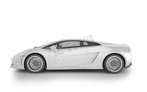 运动车模拟白色背景，3D 插图