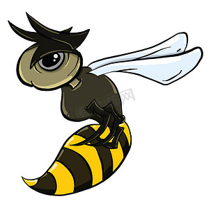 愤怒的黄蜂，插图，白色背景上的矢量