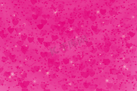 心形粉色气泡摄影照片_洋红色心形星彩虹泡泡和浅粉色心形摘要