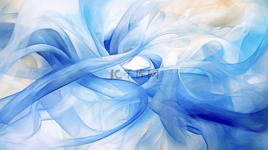 蓝色丝绸抽象画