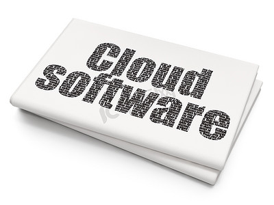云技术概念： 空白报纸背景上的云软件