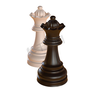 运动小插图摄影照片_孤立的国际象棋小雕像 3d 插图