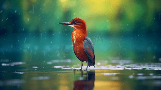 水里的水产摄影照片_一只站在水里的鸟