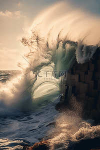 海啸背景背景图片_滔天巨浪海啸海水剧烈运动自然灾害背景