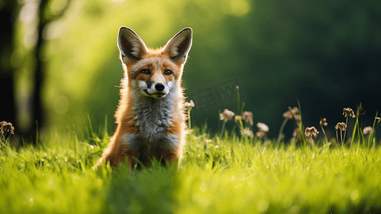 白天绿色草地上的棕色狐狸