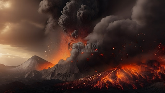 火山喷山背景图片_火山喷发自然灾害