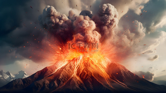 墨色烟雾背景图片_火山喷发自然灾害