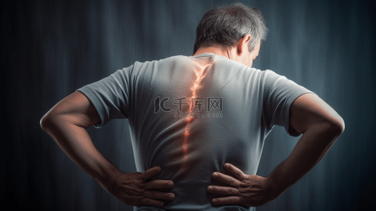 腰疼背景图片_老年人脊椎骨背部腰部疼痛