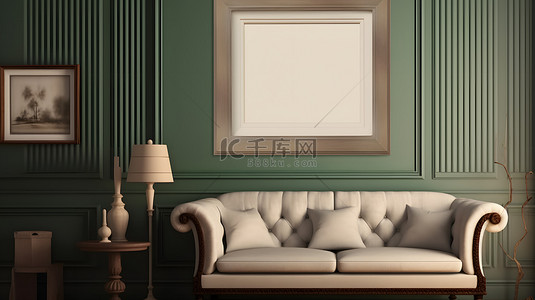 现代室内装饰画框模型背景