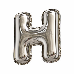 气球字体装饰摄影照片_银箔气球字体字母 H 3D