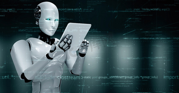 未来机器人人工智能类人猿AI编程编码