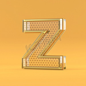 金线和玻璃字体字母 Z 3D