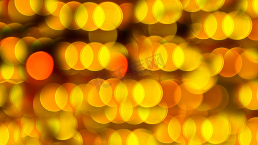 明亮的散景，灯笼的眩光，新年眩光，带有圆圈的彩色照片壁画，黄色色调。